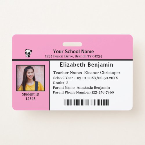 ID Identification Card Student Child Kids School  Badge