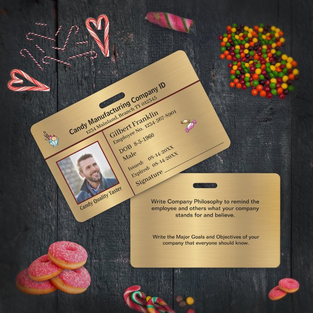 ID Identification Employee Photo Gold Custom Badge (ID Identification Employee Photo Gold Golden Custom Badge is great for your employees and volunteers)