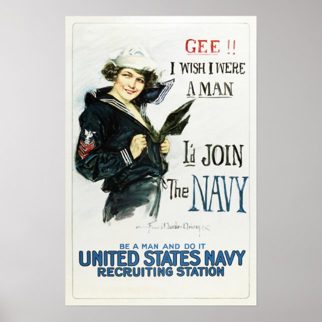 I'D JOIN THE NAVY Howard Chandler US Recruitment Poster (Front)