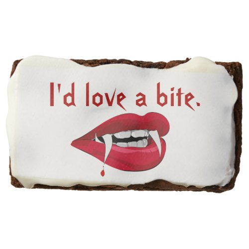 Id Love a Bite Vampire Fangs Red Lips Funny Brownie