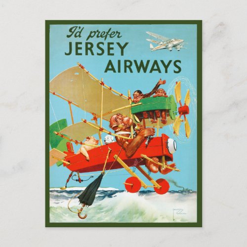 Id Prefer Jersey Airways Vintage Poster 1937 Postcard