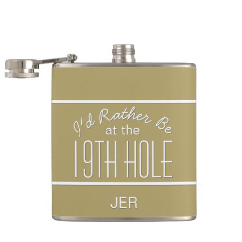 Id Rather Be 19th Hole Golfers Monogrammed Drink Flask