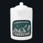 I'd Rather Be Above Treeline Teapot<br><div class="desc">The mountains are magic and they're most magical above treeline where you can see forever.  This elegant design shows a moungain landscape with stars and a moon and is a beautiful combination of dark teal colors.</div>