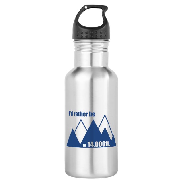 I'd Rather Be At 14,000 Feet Mountain Stainless Steel Water Bottle (Front)