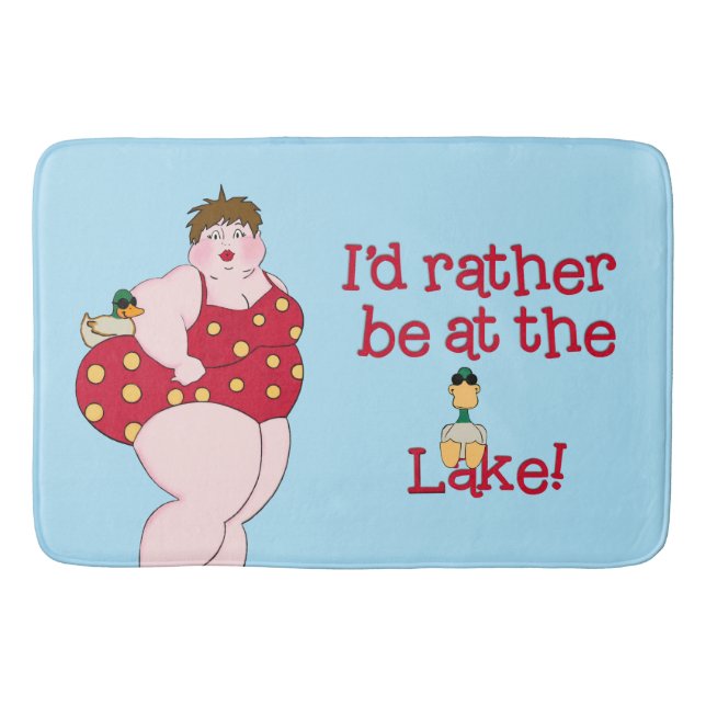 "I'd Rather Be At The Lake" Bathroom Mat (Front)