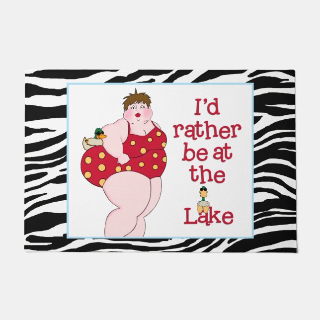 "I'd Rather Be At The Lake!"  Doormat (Front)