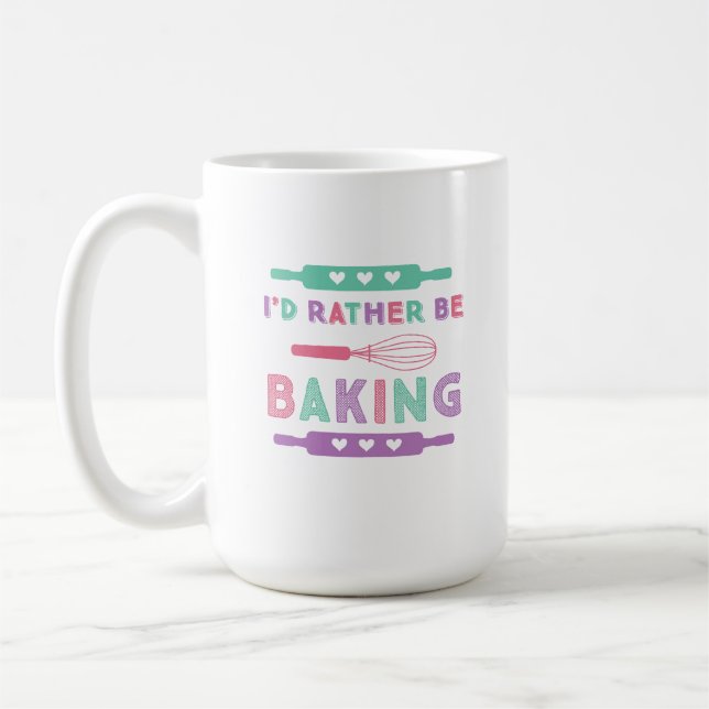 I'd Rather be Baking Pink Purple Coffee Mug (Left)