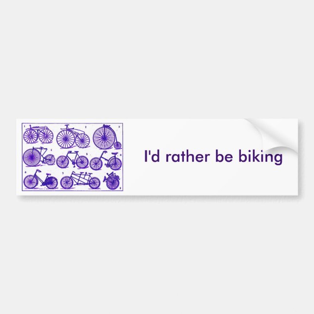 I'd rather be biking bumper sticker (Front)