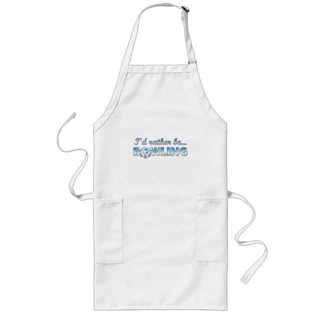 I'd rather be BOWLING (Blue) Long Apron (Front)