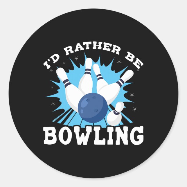 I'd Rather Be Bowling Retro For Man  Classic Round Sticker (Front)