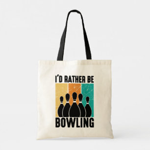 "I'd Rather Be Bowling" Retro Sunset Tote Bag