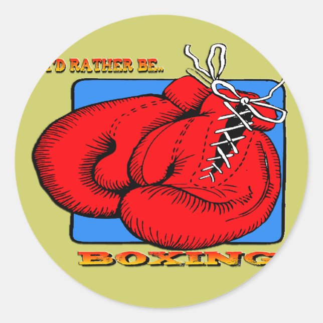 I'd Rather be Boxing Classic Round Sticker (Front)