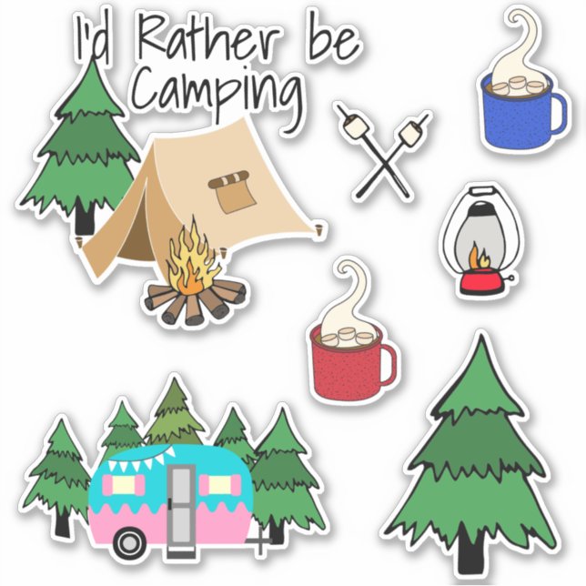 I'd Rather Be Camping Sticker (Front)
