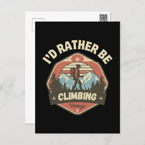 Id Rather Be Climbing Vintage Climbing Holiday Postcard