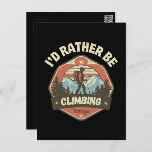 Id Rather Be Climbing Vintage Climbing Postcard