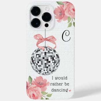 I'd Rather Be Dancing Floral Disco Ball  Case-mate Iphone 14 Pro Max Case by cutecases at Zazzle