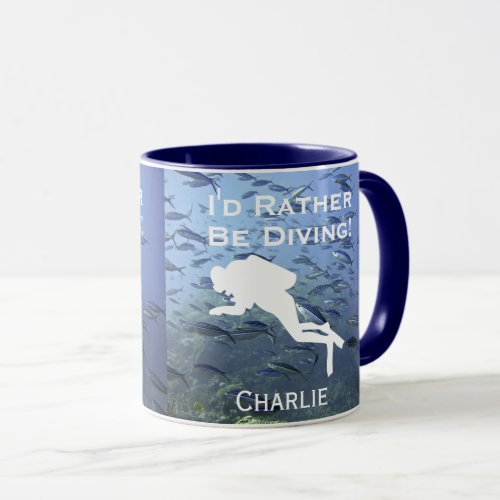 Id Rather Be Diving _ Personalised Mug