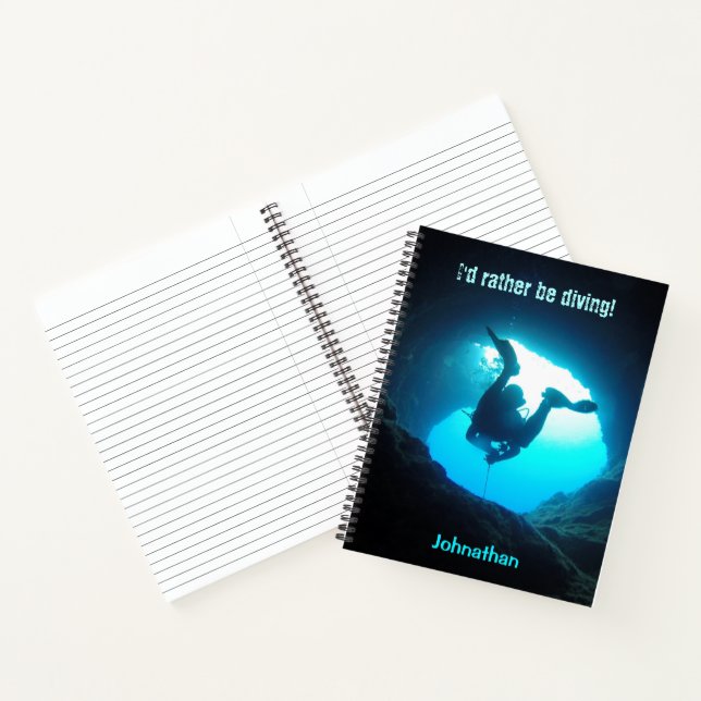 I'd Rather be Diving Personalized Notebook Scuba (Inside)