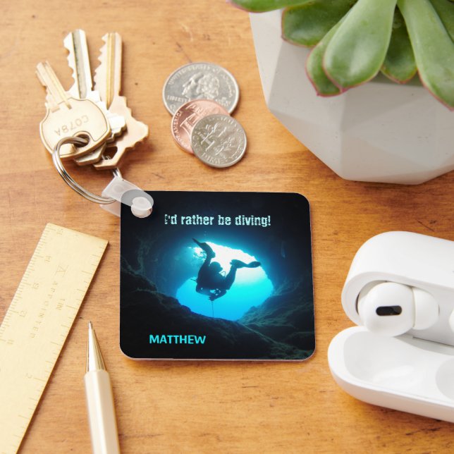 I'd Rather be Diving Scuba Diver Keychain  (Desk)