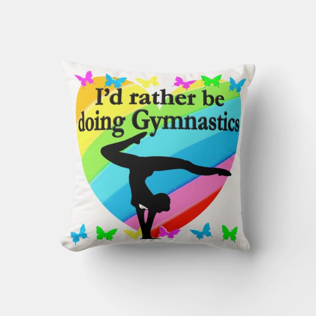 I'D RATHER BE DOING GYMNASTICS THROW PILLOW (Front)
