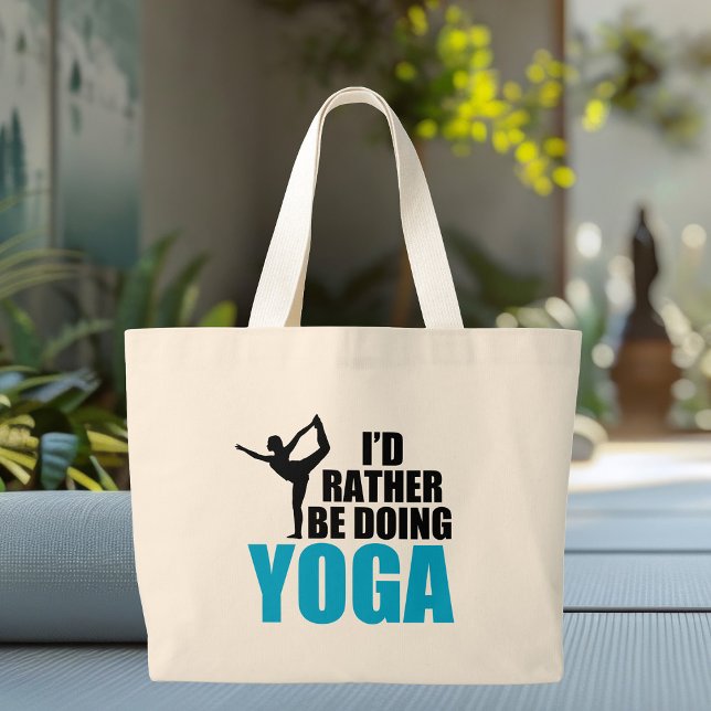 I'd Rather Be Doing Yoga Cute Yogi Large Tote Bag (Creator Uploaded)