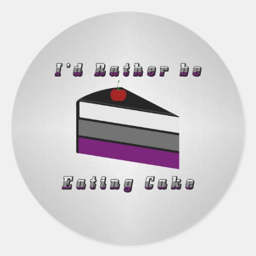 Id Rather be Eating Cake Asexual Pride Flag  Classic Round Sticker