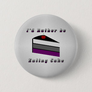 I'd Rather be Eating Cake Asexual Pride Flag  Pinback Button