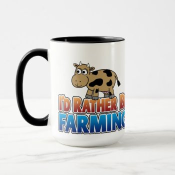 I'd Rather Be Farming - Brown Dairy Cow Mug by MyRazzleDazzle at Zazzle