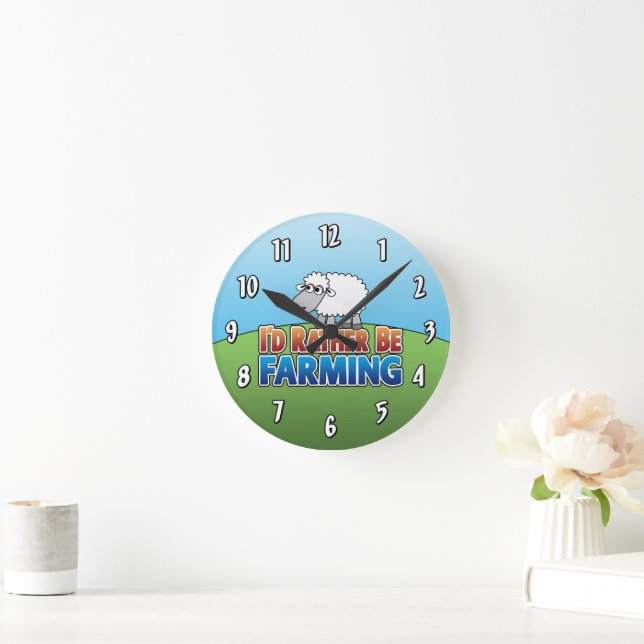 I'd Rather Be Farming - Sheep Round Clock (Home)