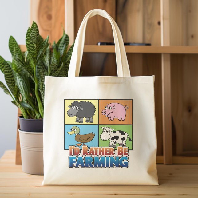 I'd rather be farming! (virtual farmer) tote bag (Custom Tote Bag)