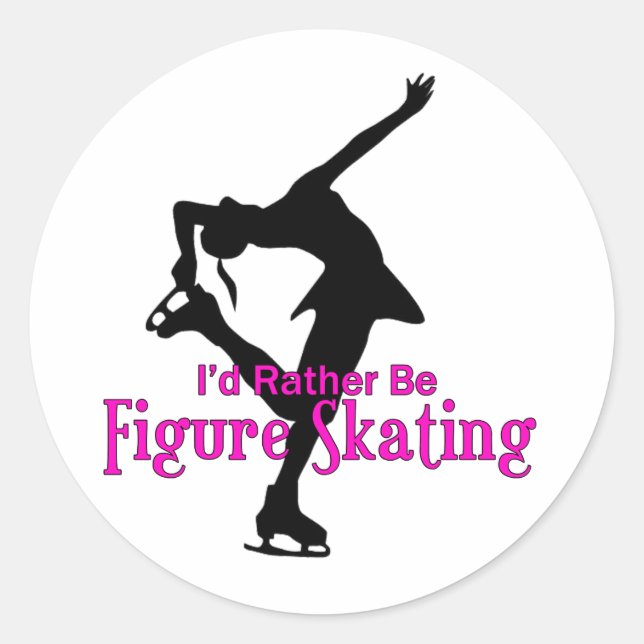 "I'd Rather Be Figure Skating" Classic Round Sticker (Front)