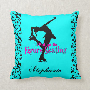 I'd Rather Be Figure Skating Name Pillow (BLUE)