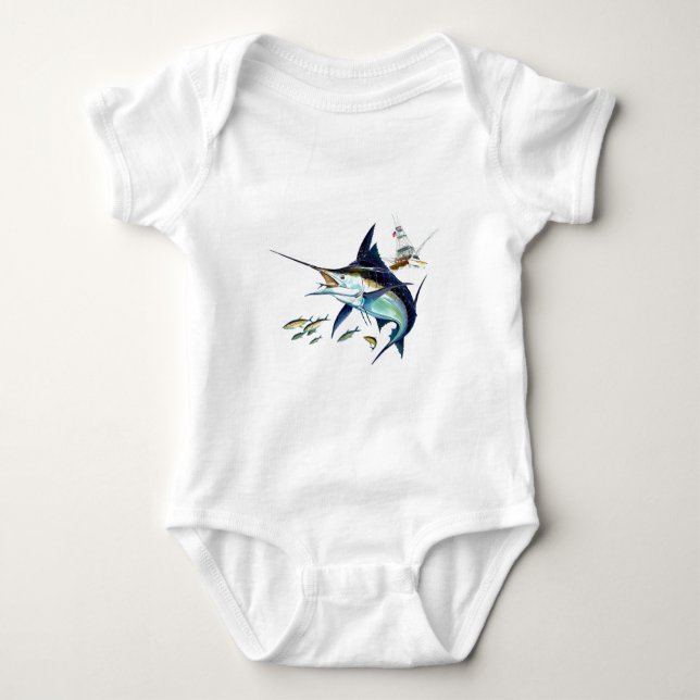 I'd rather be fishing! baby bodysuit (Front)