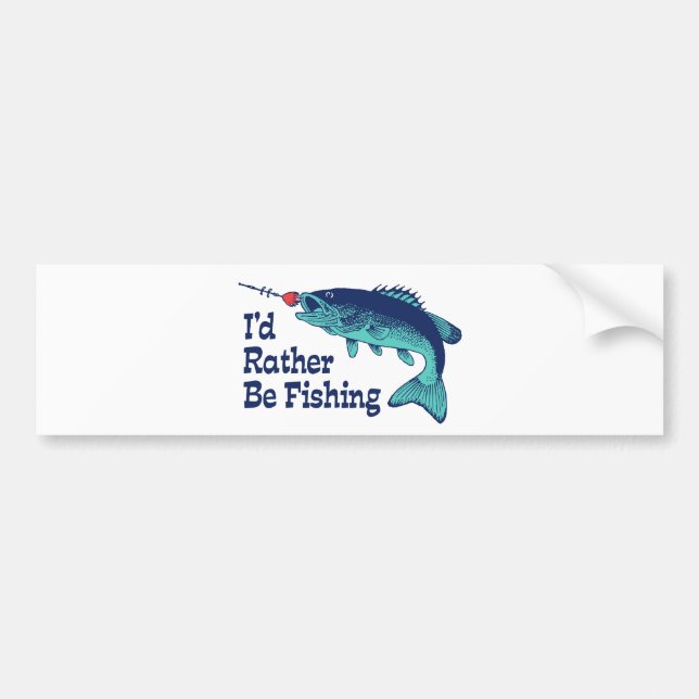 I'd Rather Be Fishing Bumper Sticker (Front)