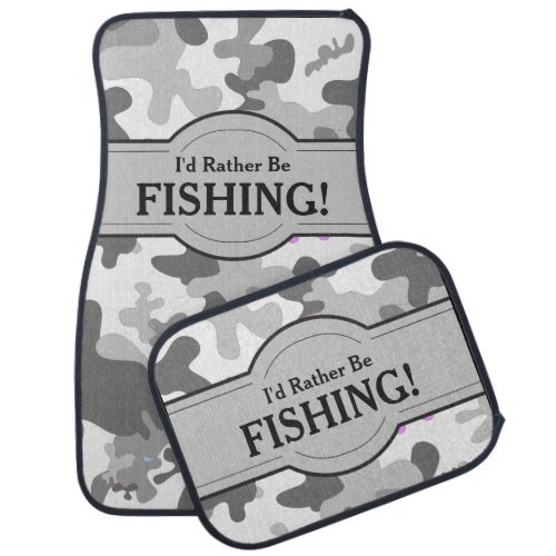 Id Rather Be Fishing Camouflage Personalized Car Mat