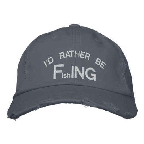 Id Rather be FishING _ Funny Fishing Embroidered Baseball Cap