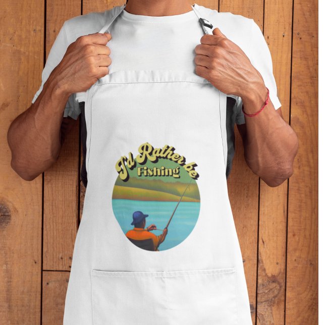 I'd rather be fishing gift for Dad Adult Apron (Creator Uploaded)