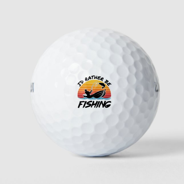 I'd Rather Be Fishing Retro Sunset Golf Balls (Front)