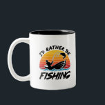 I'd Rather Be Fishing Retro Sunset Two-Tone Coffee Mug<br><div class="desc">I'd rather be fishing design is perfect gift for fishing lover.  Retro vintage design features graphic of fisherman in fishing boat catching fish against a sunset background.  Great Father's Day gift for fisherman dad.  Fisherman novelty design is perfect for men or women who love sport or line fishing.</div>