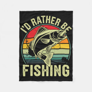 I'd Rather Be Fishing Retro Vintage Outdoor Fisher Fleece Blanket