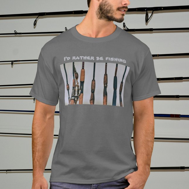I'd Rather be Fishing Rods and Reel Photographic T-Shirt (Creator Uploaded)