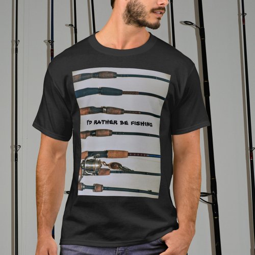Id Rather be Fishing Rods and Reel Photographic T_Shirt