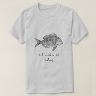 I'd rather be fishing slogan fishing fanatic logo T-Shirt