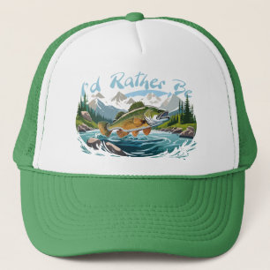 I'd Rather Be Fishing Smallmouth In Mountain Lake Trucker Hat