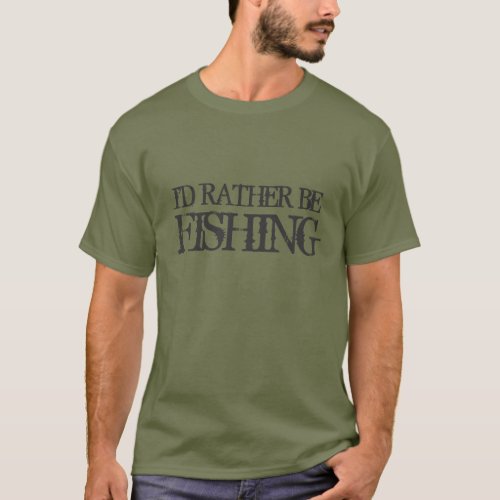 Id rather be fishing tee shirt for men  Camo