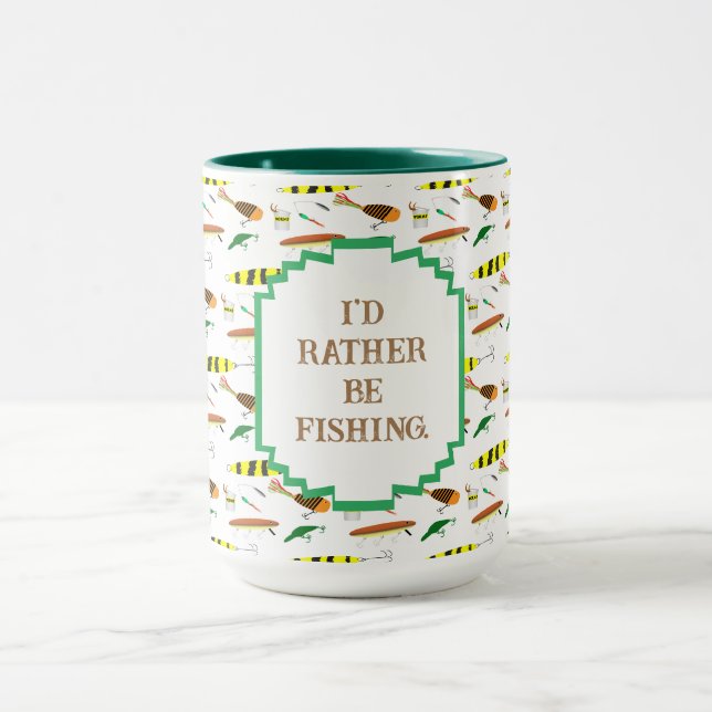 "I'd Rather Be Fishing" with Fishing Lures Coffee Mug (Center)