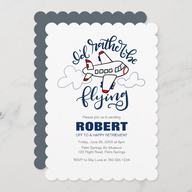 I'd Rather Be Flying, Airplane Invitation (Front/Back)