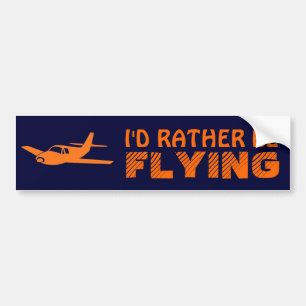 I'd Rather Be Flying orange navy bumpersticker Bumper Sticker
