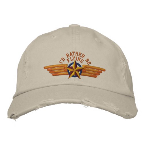 Id rather be flying Star Badge Pilot Wings Embroidered Baseball Cap