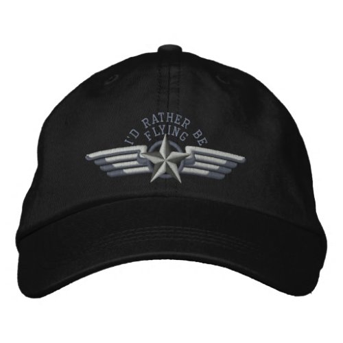 Id rather be flying Star Badge Pilot Wings Embroidered Baseball Hat